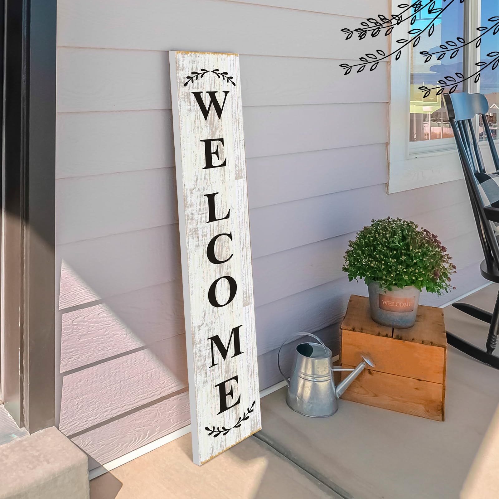 ウエルカムボード　UK-W7 Amazon.com: Suzile Wood Welcome Porch Sign Rustic Standing Spring